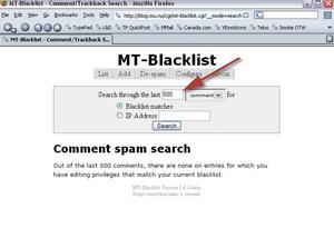 Blacklist search screenshot